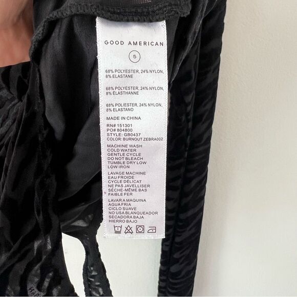 Good American Burnout Zebra Mesh Velvety Bodysuit NEW Size XXL Animal Print - Picture 12 of 12